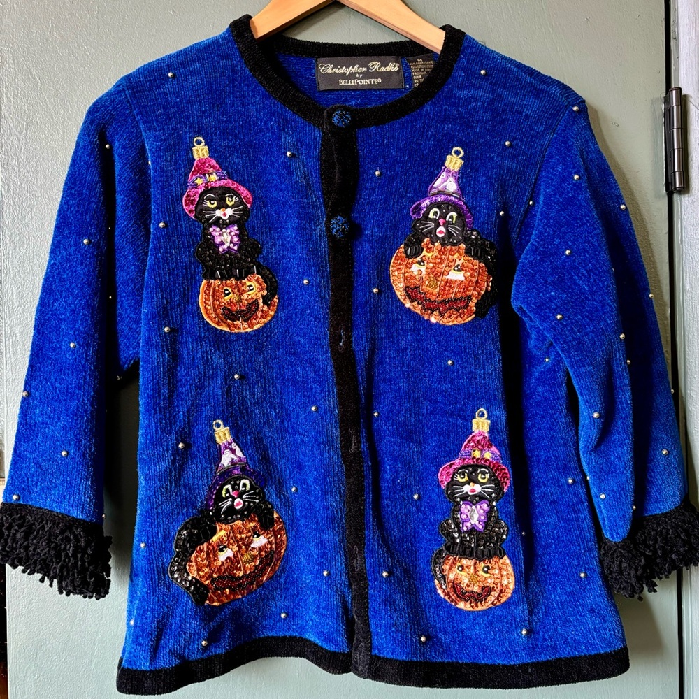 Halloween Vintage Christopher Radko by Bellepointe Sweater Cardigan
